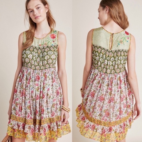 Anthropologie Dresses & Skirts - Anthropologie Tanvi Kedia Ananya Tiered Floral Tunic Dress Sz S
